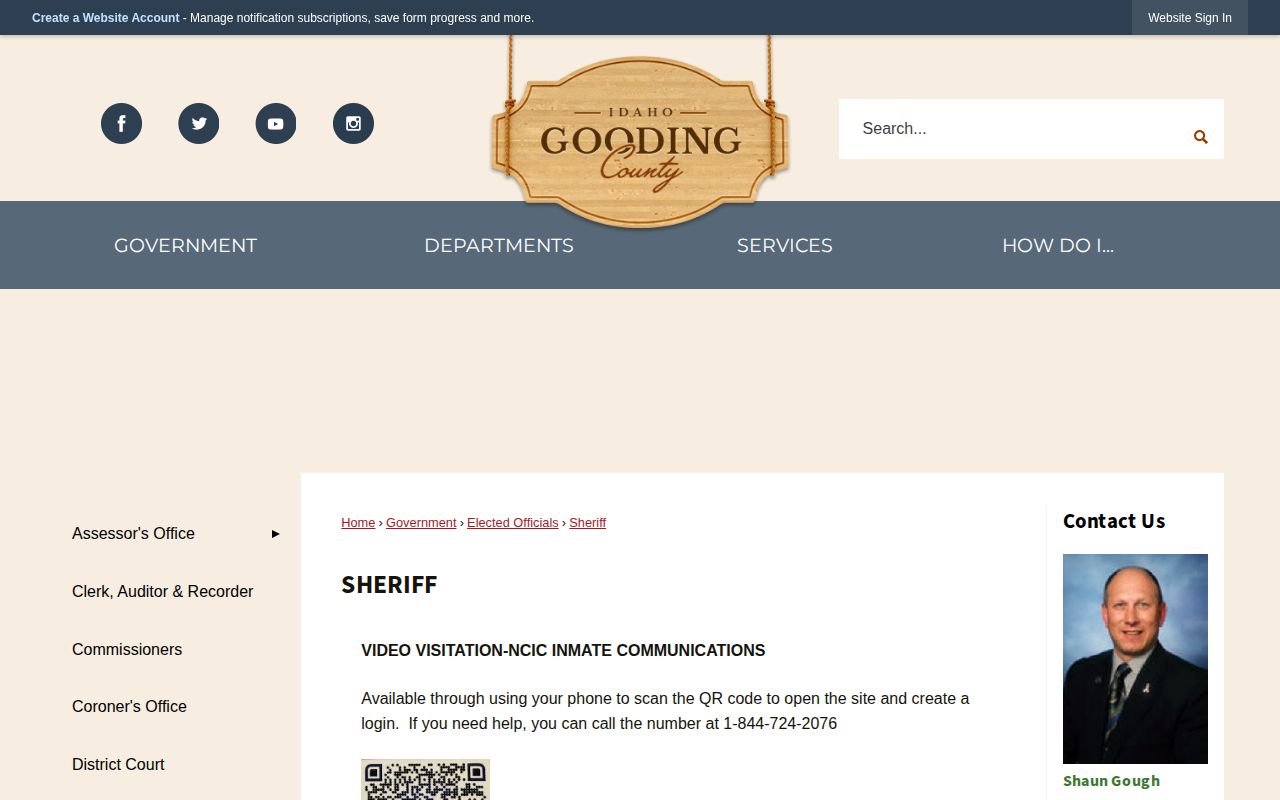 Gooding County Sheriff and Jail page, a documented Lincoln housing lead
