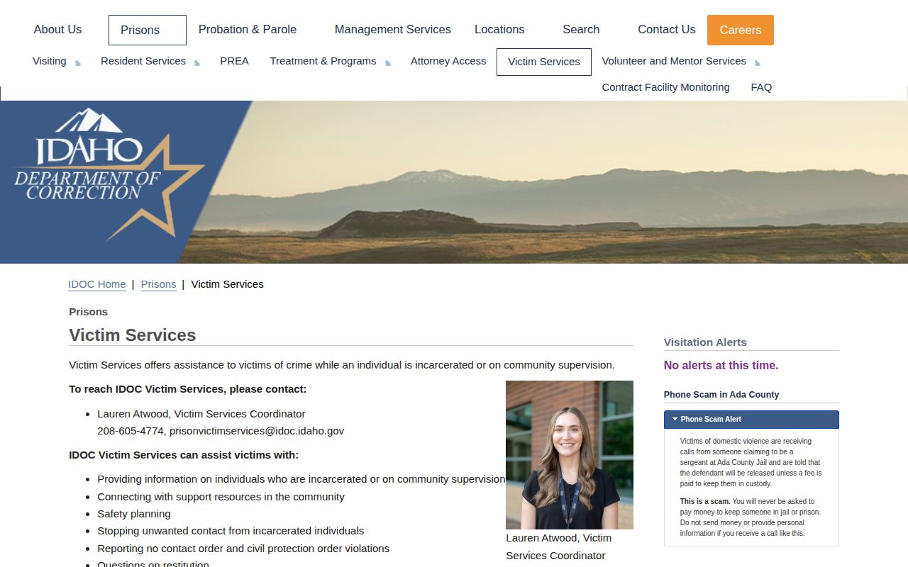 IDOC victim services and custody notifications for Lincoln County cases